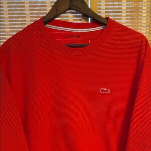Lacoste Bright Burnt Orange Thermal Textured Sweater.